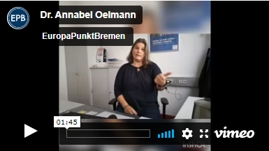 Dr. Annabel Oelmann spricht in die Kamera; EuropaPunktBremen