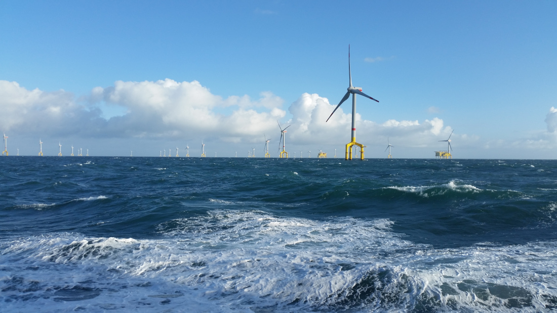 Der Windpark BARD Offshore 1 mit 400 Megawatt Leistung