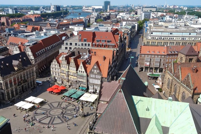 Marktplatz in Bremen aus Vogelperspektive