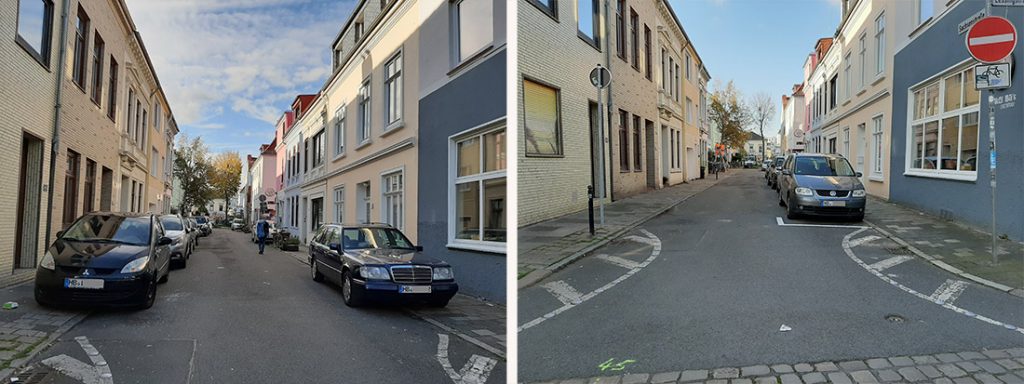 Vorher-Nachher-Ansicht in der Sachsenstraße, Bild: Findeisen