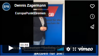 Dennis Zagermann spricht in die Kamera; EuropaPunktBremen