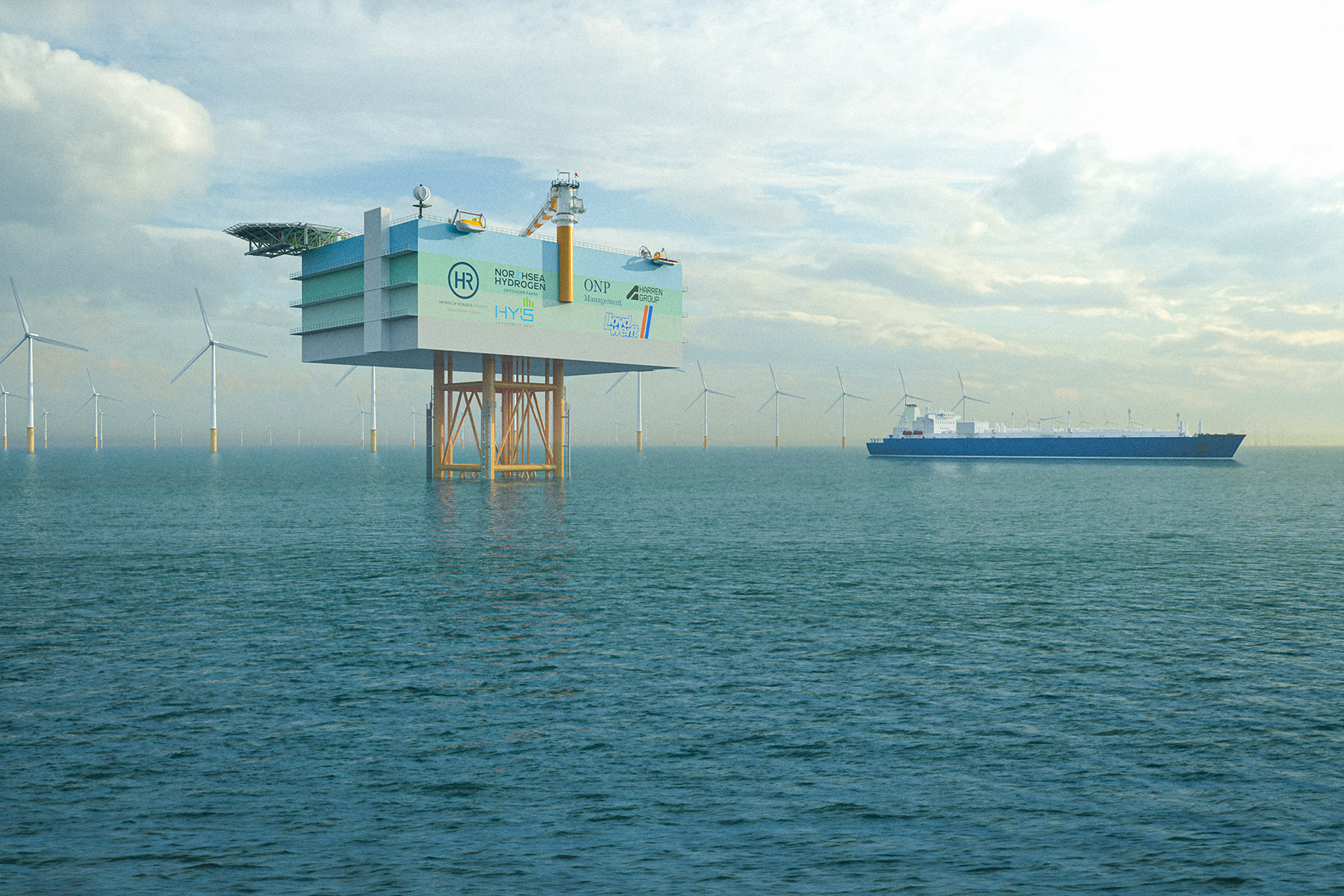 Ein besonders ambitioniertes Vorhaben: Wasserstoff direkt auf hoher See erzeugen, Bild: Illustration/NorthH2